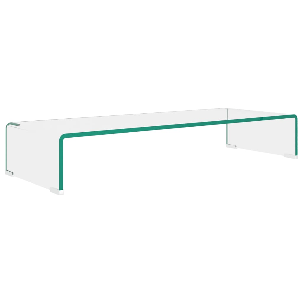 vidaXL TV Stand Monitor Riser Clear Glass Laptop Desk Shelf Desktop Stand-1