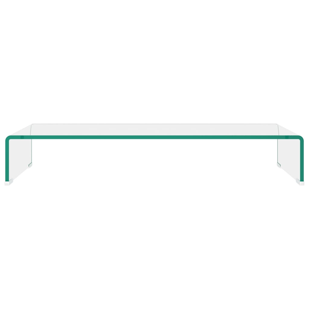 vidaXL TV Stand Monitor Riser Clear Glass Laptop Desk Shelf Desktop Stand-4