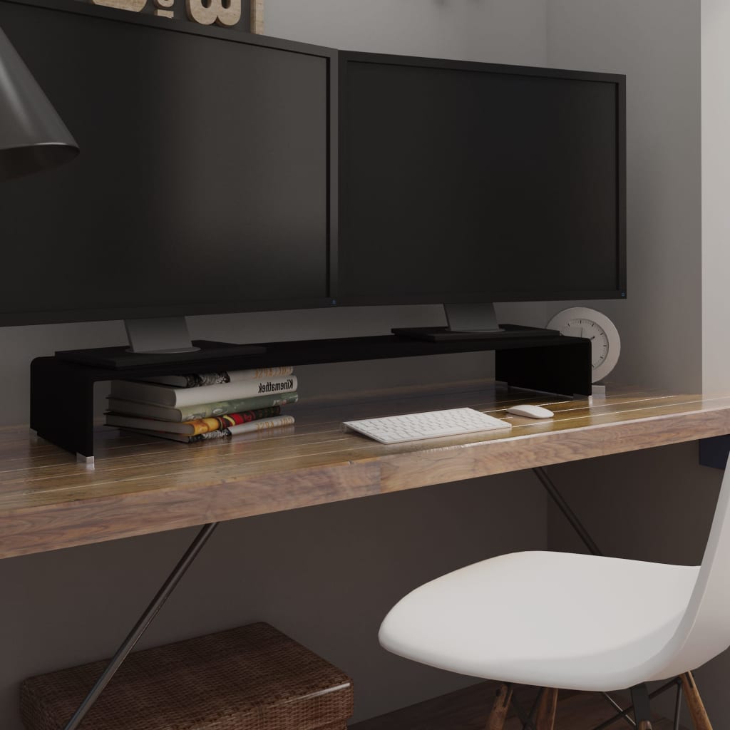 vidaXL TV Stand Monitor Riser Clear Glass Laptop Desk Shelf Desktop Stand-6