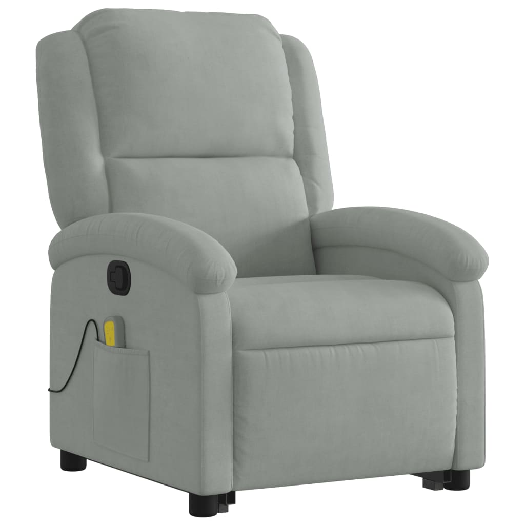 vidaXL Stand up Massage Recliner Chair Light Gray Velvet-1