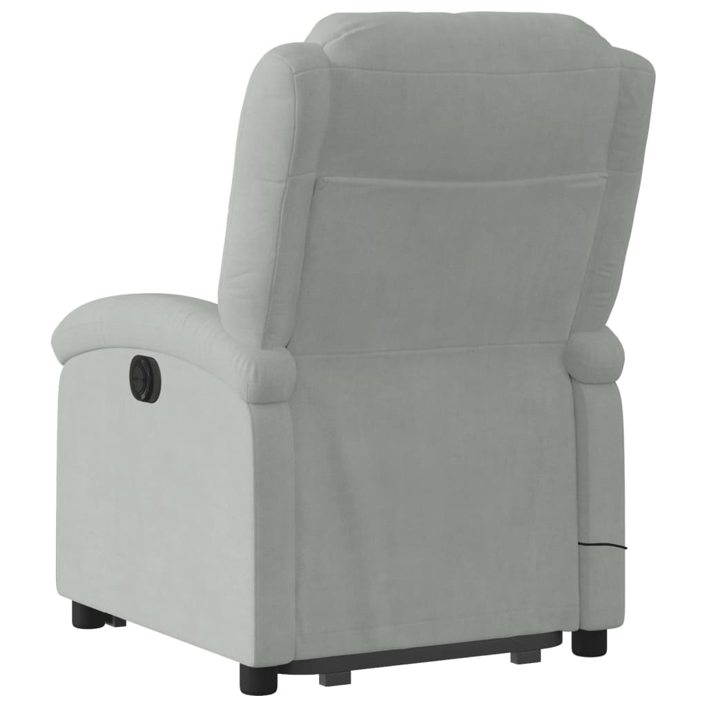 vidaXL Stand up Massage Recliner Chair Light Gray Velvet-2
