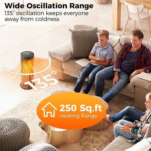 17 Inch 1500W Portable Tower Space Heater with 135?° Oscillation-Black-3