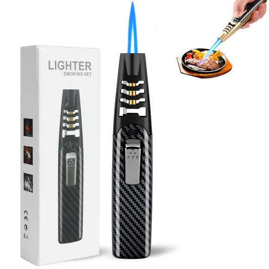 Fire Blaze Lighter Fireblaze LighterPowerful Firepower Adjustable Dual-Arc Torch Lighter Windproof for Outdoor Activities (Carbon Fiber-Black)