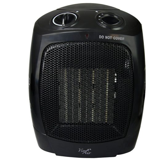 Vie Air 1500W Portable 2-Settings Office Black Ceramic Heater with Adjustable Thermostat-0